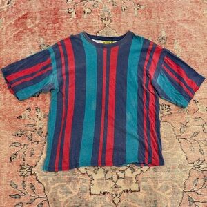 Vintage 90s Detour Brazil Stripe T Shirt Mens Large Cotton Colorblock Retro Tee